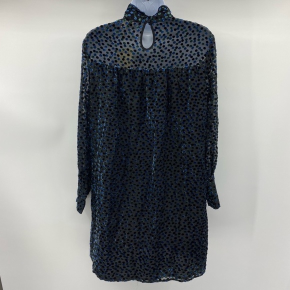 See U Soon | Black Velvet Dot Long Sleeve Dress with High Neck | Small New - Picture 4 of 10